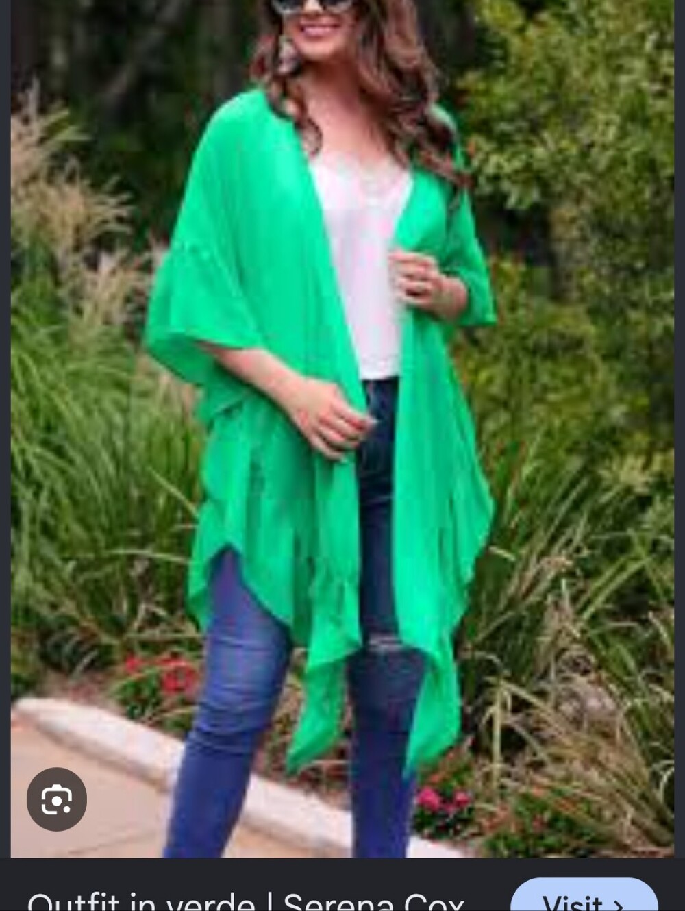 Jess Lea Emerald Green Ruffle Hem Sheer Kimono Cardigan Cover Up Large